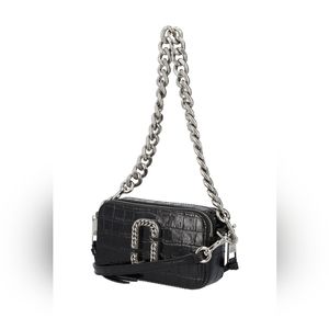MARC JACOBS BLACK CROC CROSSBODY HANDBAG PURSE